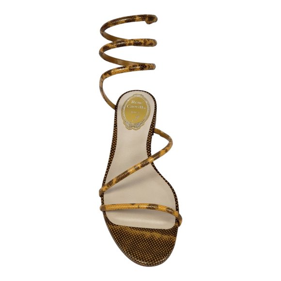 Rene Caovilla Cleo Snakeskin Wrap Flat Sandals In Beige Karung 36/6. - Picture 4 of 14